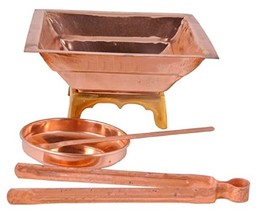 Pure Copper Hawan Kund Set Agnihotra Kit Havan Set | Chimtha | Achmani | Plate - £63.53 GBP