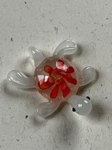 White w Orange Flower Fused Art Glass  Sea Turtle Pendant or Charm – 1 and 7/8th - £10.52 GBP