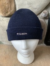 FILSON Cuff Watch Cap Beanie 100% Wool Blue Made in USA Retired Style Excellent - £46.74 GBP