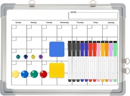 Monthly Calendar Dry Erase Whiteboard for Wall, 16&quot; x 12&quot; Magnetic WhiteBo - £21.74 GBP