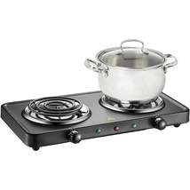 Salton - Dual Coil Portable Electric Cooktop, Temperature Control, Black - £47.82 GBP