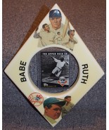 Vintage Babe Ruth Baseball Card Holder Diamond Porcelain Frame With Card - $69.99