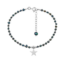 Enchanting Star Freshwater Black Pearl and Sterling Silver Medley Bracelet - £17.43 GBP