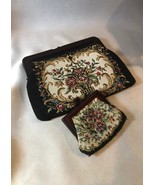 Vintage Needlepoint Clutch Purse and Change Purse with Floral Design; cl... - $33.06 CAD