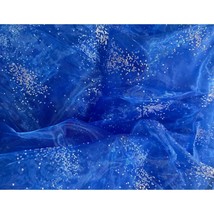 Fabric Piece Sheer Tulle Net with Crystals Blue 54&quot; x 3.83 yards - £12.34 GBP