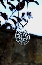 Stainless Steel Viking Pagan Sun Wheel  Symbol Odin Pendant Necklace Wic... - £9.88 GBP