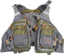 Fly Fishing Vest for Men &amp; Women Adjustable Outdoor Backpack Safety Forest Green - £23.47 GBP