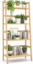 Homykic 4-Tier Bamboo Ladder Shelf 49.2&quot; Book Shelf Bookcase Floor, Natu... - £71.12 GBP