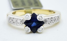 1.40Ct Princess Simulated  Sapphire Engagement Ring 14K Yellow Gold Over Women - £86.21 GBP