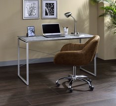 ACME Jurgen Desk, Faux Concrete &amp; Silver - £174.79 GBP