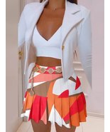 Long Sleeve Blazer And Mini Pleated Skirt Outfits - £46.37 GBP