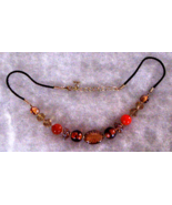 Antique Safari Murano Foile Wrapped Orange &amp; Honey Glass Bead Necklace 3... - £19.46 GBP