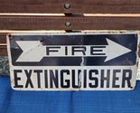 Vintage Painted Metal Fire Extinguisher Sign Black &amp; White 6.5&quot;x14&quot; Righ... - £27.05 GBP