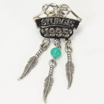 Sturgis 1995 Annual Bike Rally Vest Jacket Hat Pin Hog Black Hills With Feathers - £11.03 GBP