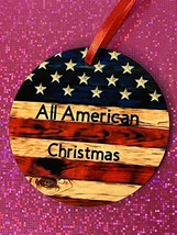 All American Christmas Flag Round Holiday Ornament New - £6.35 GBP