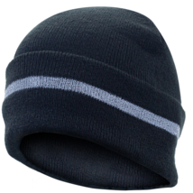 Safety Beanie Hat - Knitted with Reflective Black - £12.65 GBP