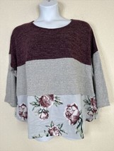 Signature Studio Womens Plus Size 2X Floral Stripe Knit Top 3/4 Sleeve - £13.79 GBP