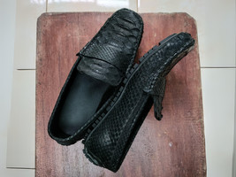 Black Snakeskin Casual Loafers For Men - $300.00