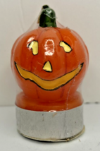Vintage Halloween Jack-O-Lantern Tealight Candle New in Packaging 2.5&quot; SKU H507 - £19.97 GBP