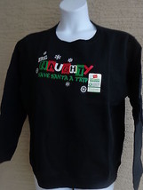 NWT Hanes Eco Smart XL Christmas Glitzy Graphic Crew Neck  Sweatshirt Black - £10.26 GBP