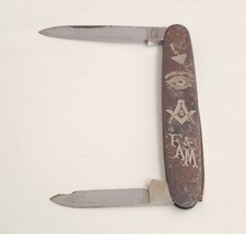 Vintage Lunawerk Solingen Germany Rostfrei Masonic Pocket Knife Tarnished Loose - £31.47 GBP