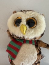 Ty Beanie Boos Wise the Owl Plush Stuffed Animal Gold Glitter Eyes Scarf 6&quot; new - $10.89