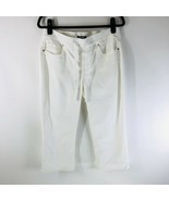 Martha Stewart Knit Denim Pull-On Capri Jeans Drawstring Pockets White S... - £15.20 GBP