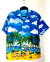 SSLR Large Santa Claus Ugly Hawaiian Christmas Shirt Party Tropical Rein... - $17.56