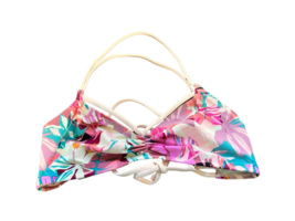 HULA HONEY Size Large Swim Top Floral Geometric Strappy Unpadded - $14.99