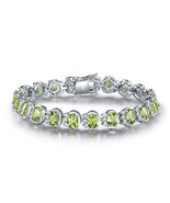&quot;Natural Peridot 925 Sterling Silver Tennis Bracelet - Elegant Jewelry - $2,209.14 MXN