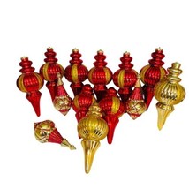 VTG Christmas Ornaments Large Red Gold 6”-8” Glitter Lot of 13 See Description - £21.43 GBP