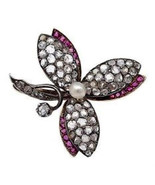 Victorian 1.44ct Rose Cut Diamond Butterfly Christmas Anniversary Brooch - £388.77 GBP