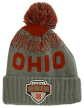 Ohio Rubber Patch Ribbed Winter Knit Pom Beanie (Red/Gray) - £15.69 GBP