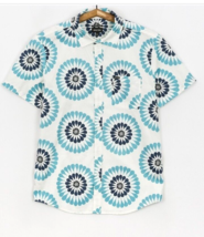 Brixton Charter Print Blue Abstract Burst Button Up Short  Woven Mens Shirt Sz L - £33.24 GBP