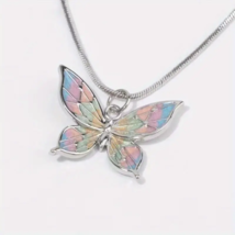 Colorful Butterfly Enamel Pendant Necklace - New - $14.99