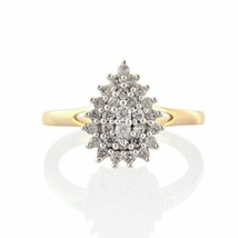 1.20Ct Lab Created Diamond Cluster Engagement Ring 14K Yellow Gold Plated - £93.88 GBP