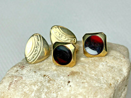 VTG 2 Pair of Cufflinks Goldtone Red Stone Mens Jewelry Clothing Accessory Swank - £27.93 GBP