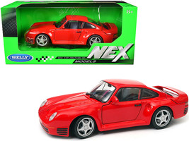 Porsche 959 Red with Silver Wheels &quot;NEX Models&quot; 1/24 Diecast Model Car by Welly - £30.15 GBP