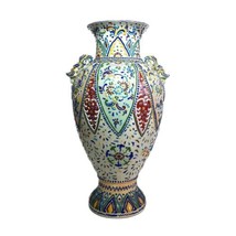 Antique Late Meiji Era Japanese Moriage Satsuma Earthenware Vase, 18.5&quot; - £274.54 GBP