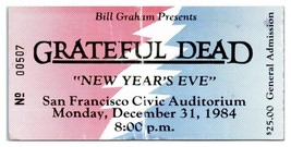 Grateful Morti Concerto Ticket Stub Dicembre 31 1984 San Francisco Calif... - £52.56 GBP