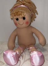 Burton and Burton Stuffed Doll Yarn Hair Pink Cheeks Ballerina Shoes No Clothes - £10.28 GBP