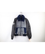 NOS Vintage 90s Streetwear Mens Size 36 Shearling Leather Racing Bomber ... - $216.77