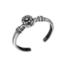 Fine 925 Sterling Silver Flower Curl Adjustable Toe Ring / Finger Ring Oxidized - £12.53 GBP