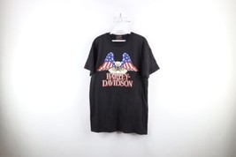 Vtg 90s Harley Davidson Mens L Faded Spell Out Eagle Short Sleeve T-Shirt USA - £62.50 GBP