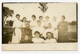 Woman&#39;s Group Real Photo Postcard Younger Women in White Older in Black  - $17.80