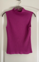 St. Johns Knit Ribbed Knit Sleeveless Mock Neck Top in Fuchsia SIZE P - £18.60 GBP