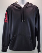 D) Reebok Playwarm Men&#39;s Black Red Hoodie Pullover Sweatshirt Large Poly... - $14.84