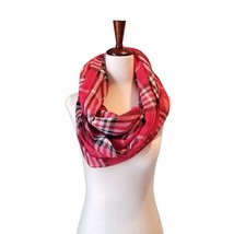 V. Fraas Women&#39;s Infinity Scarf Red Black Plaid One Size Holiday Christmas Fall - £10.30 GBP
