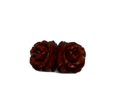 Brown Carved Rose Flower Bakelite Butterscotch Coat Pin Brooch - £35.04 GBP