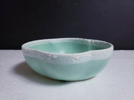 MCM Pottery Pistachio Green w/ White Lava Glaze Rim 7&quot; x 6&quot; Planter Bowl... - $24.74